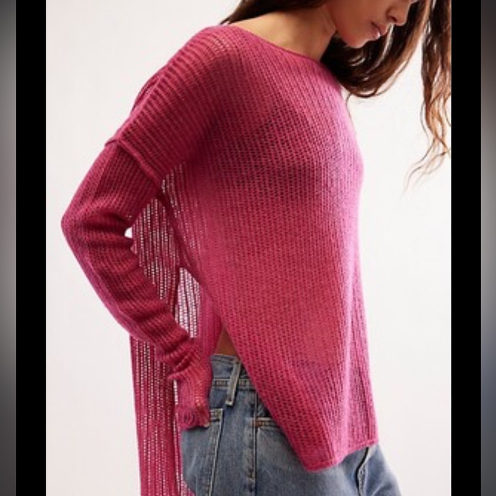 Free People Fuchsia Knit Sweater